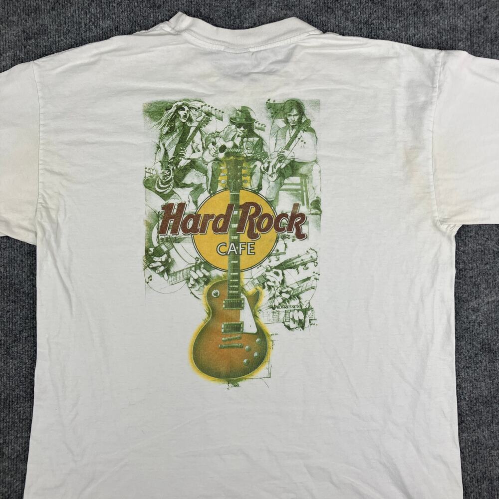 Hard Rock Cafe T-Shirt Mens L White Guitar Band Graphic Music Vintage